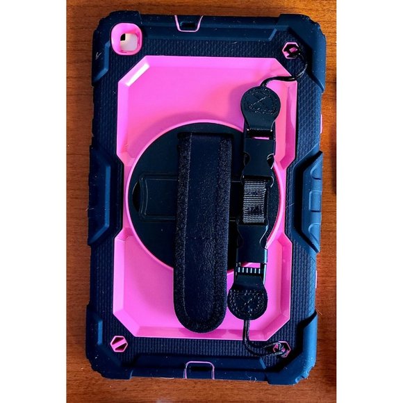 Fashion Defense Case iPad Shock Proof 8.5” Case Pink Black. Shoulder Strap - Picture 2 of 4
